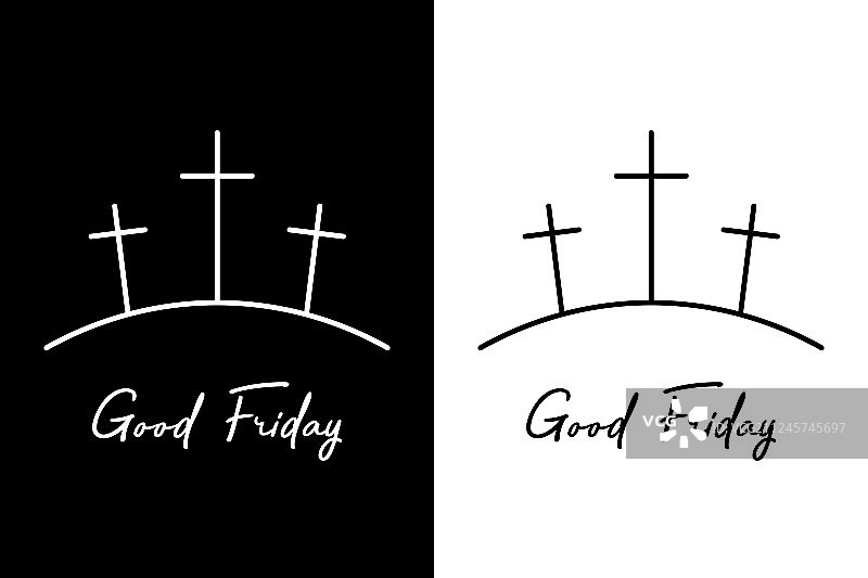 耶稣受难日：山上的三座十字架图片素材