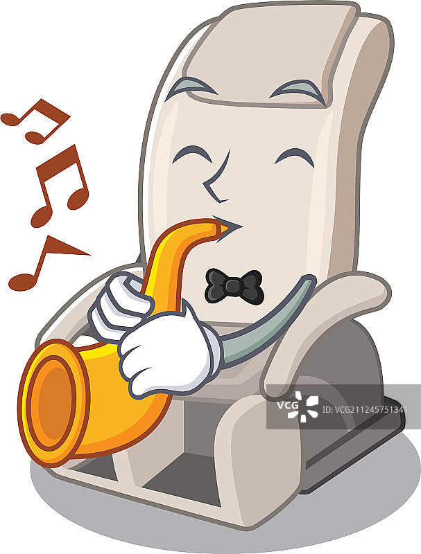 在房间里享受按摩椅的卡通喇叭图片素材