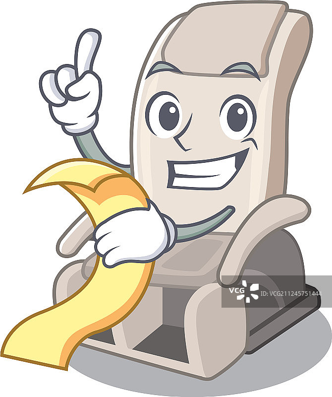 带菜单的按摩椅卡通形象图片素材