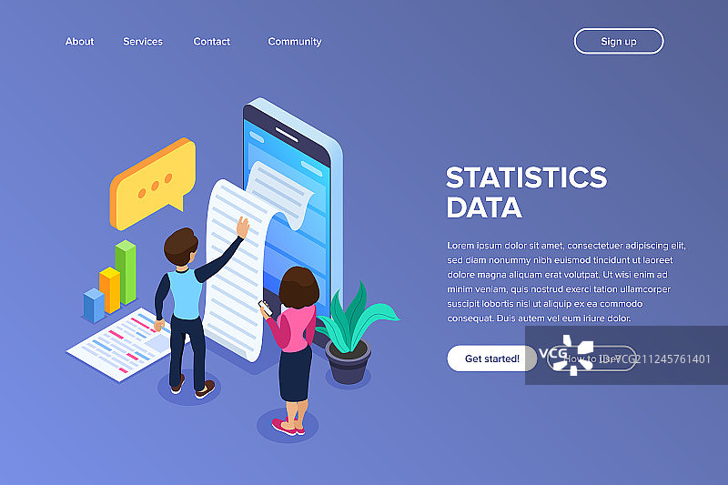 2.5D数据统计概念通知图片素材