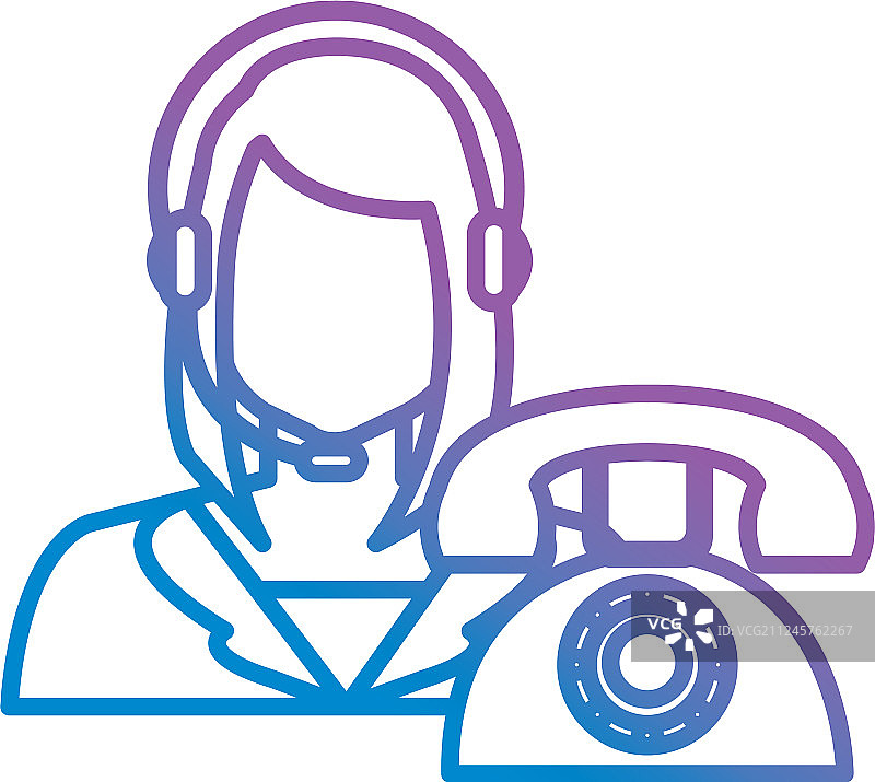 戴着耳机和电话的呼叫中心女性图片素材