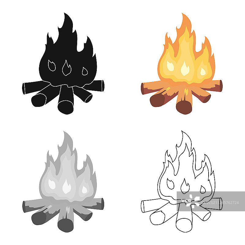 石器时代卡通风格的篝火图标图片素材