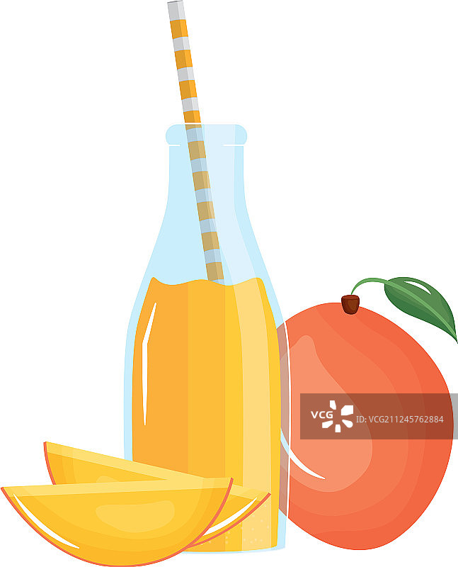 瓶装鲜芒果汁图片素材