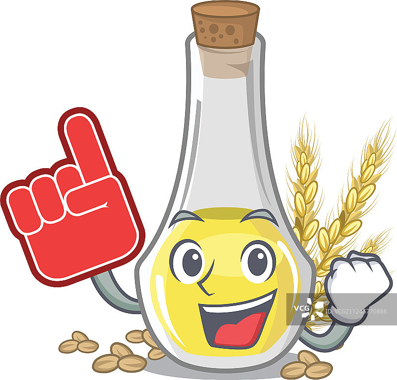 卡通桌上的泡沫手指小麦胚芽油图片素材