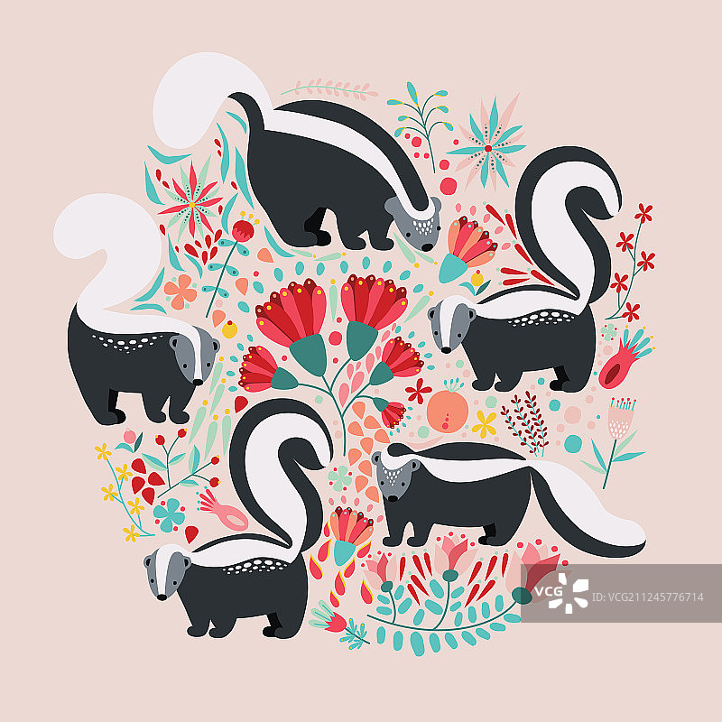 卡通花卉扁平风格图片素材