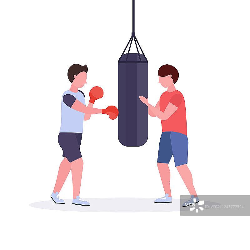 男子拳击手与私人教练击打图片素材