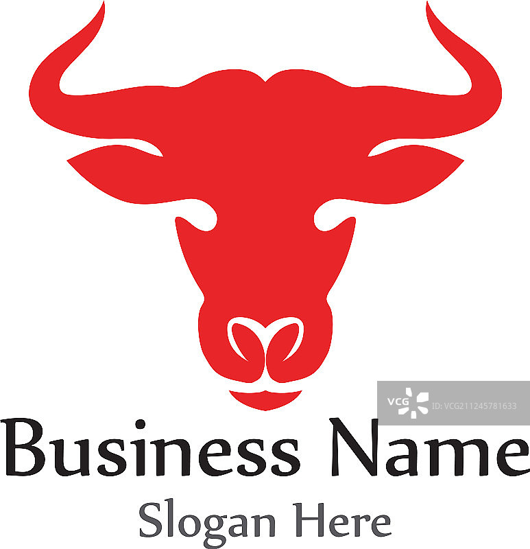 公牛头角红色动物标志图片素材
