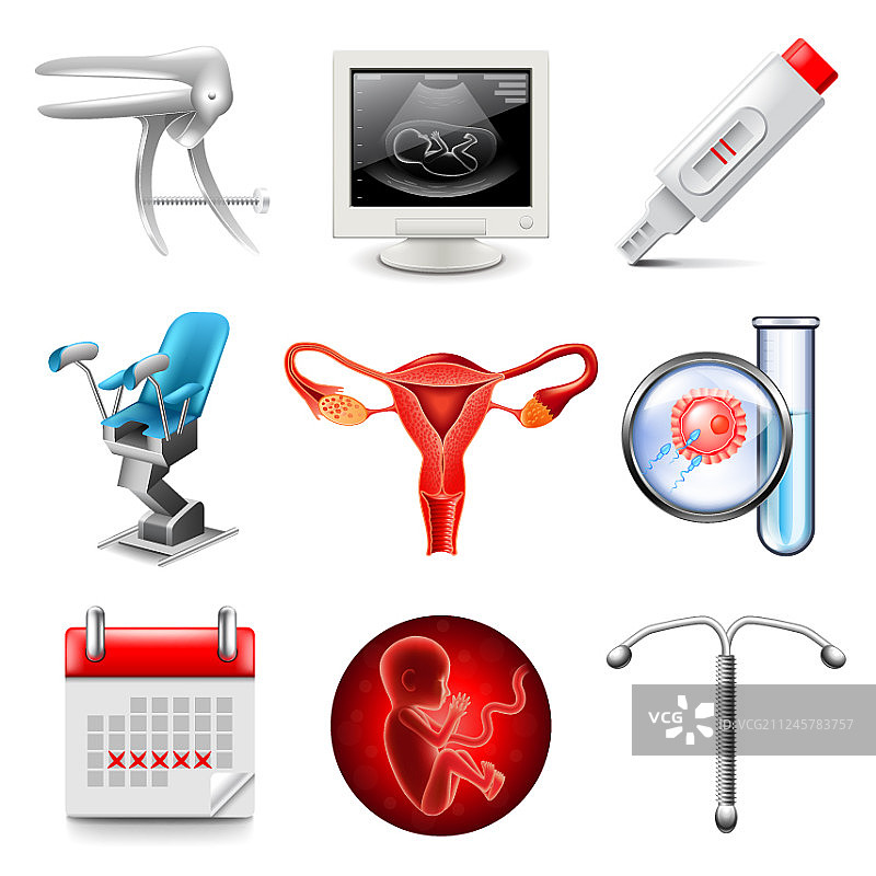 妇科图标集图片素材