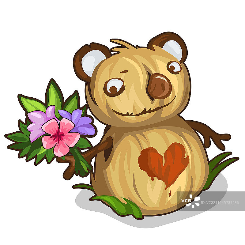 熊形的稻草填充玩具稻草人图片素材