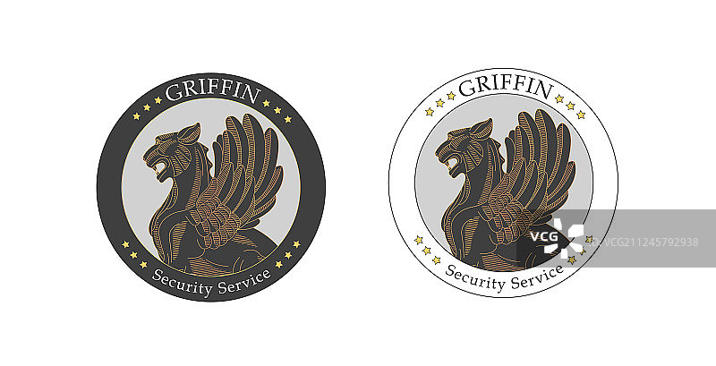 带狮鹫神兽的安保服务标志图片素材