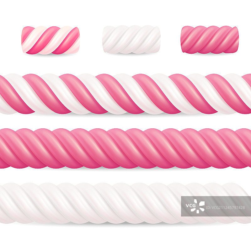 逼真彩色棉花糖糖果套装图片素材