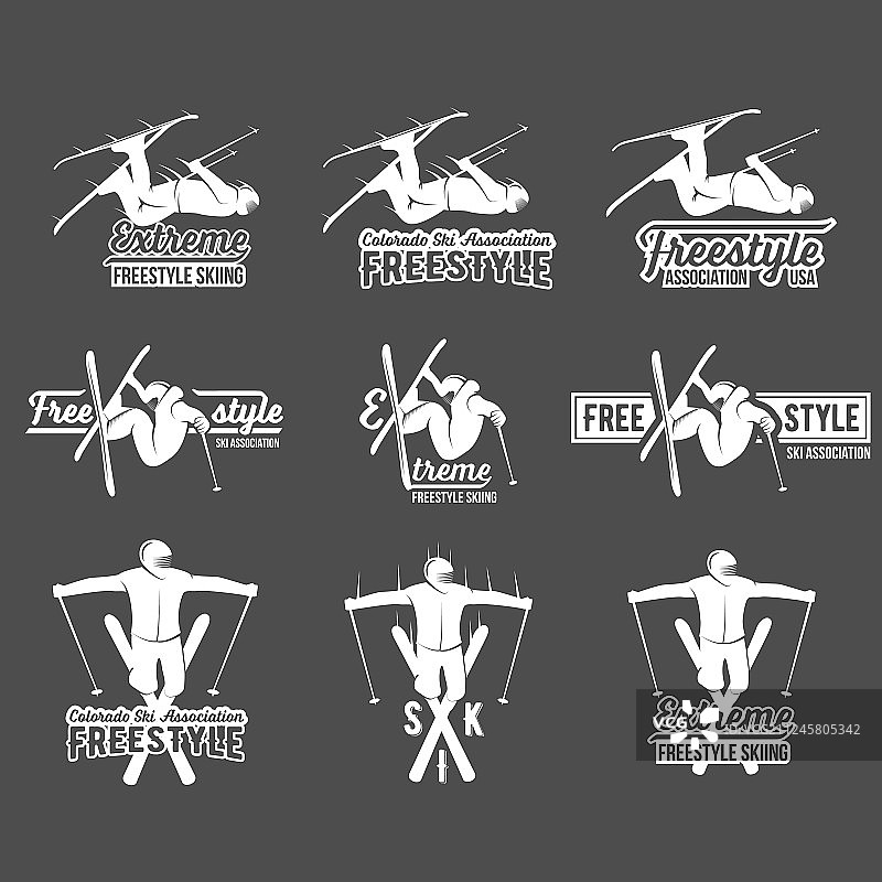 复古滑雪标签和设计元素合集图片素材