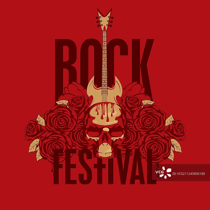 玫瑰与摇滚音乐节字样图片素材