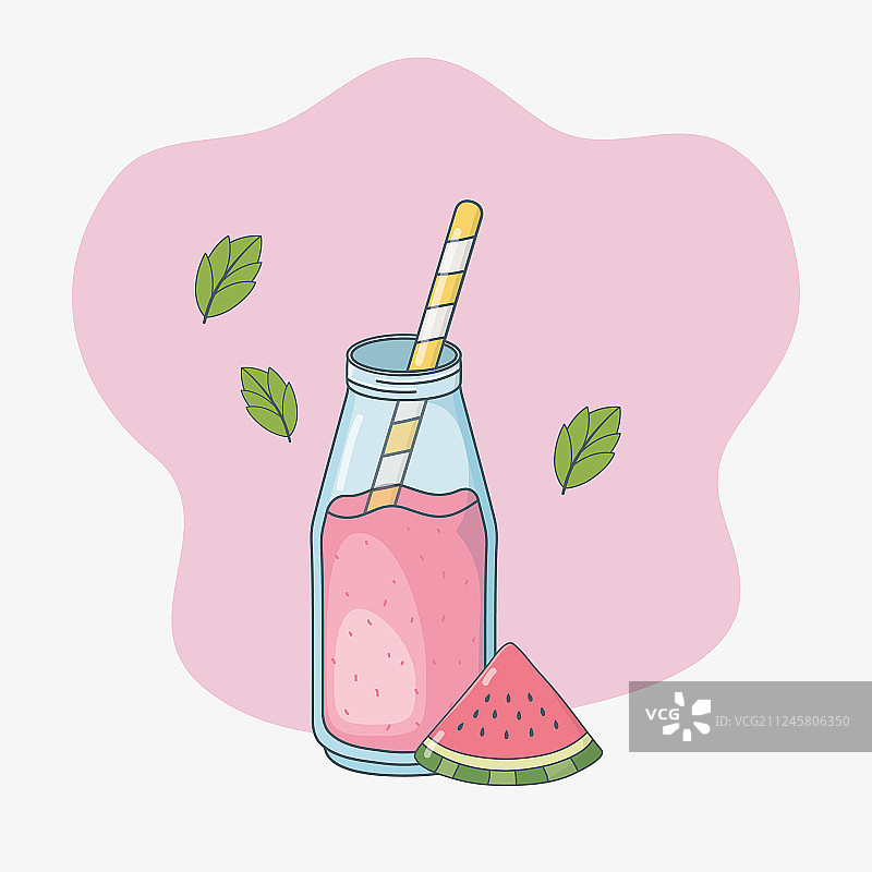瓶装吸管西瓜汁图片素材