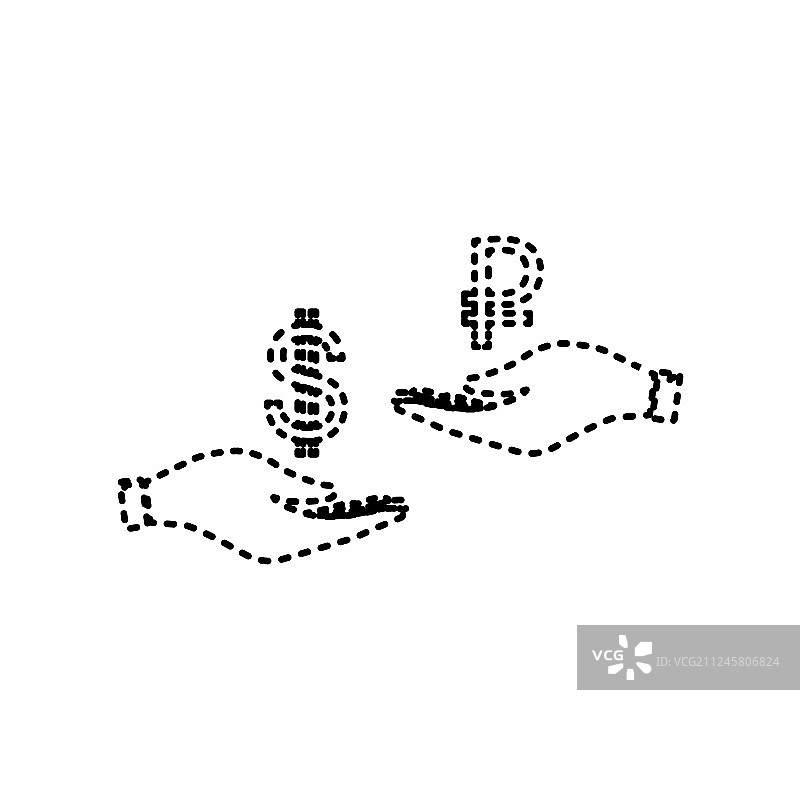 货币兑换从手中到手中的美元和图片素材