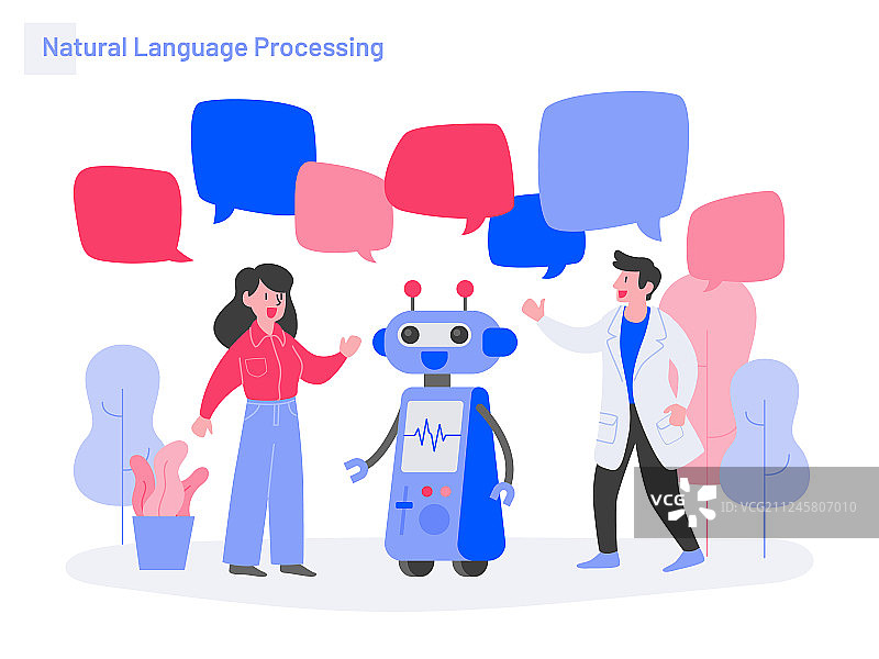 现代扁平风格的自然语言处理概念图片素材