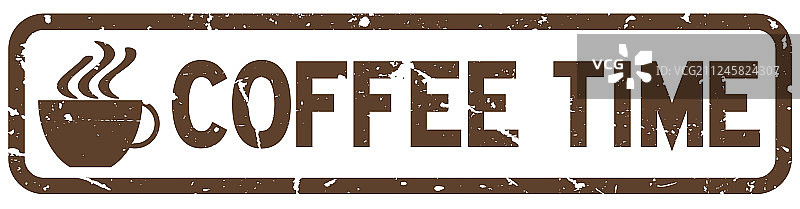 棕色复古咖啡时间与杯子图标图片素材