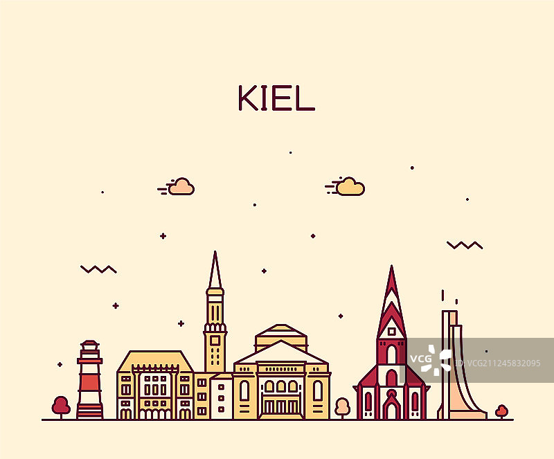德国石勒苏益格荷尔斯泰因州基尔天际线图片素材