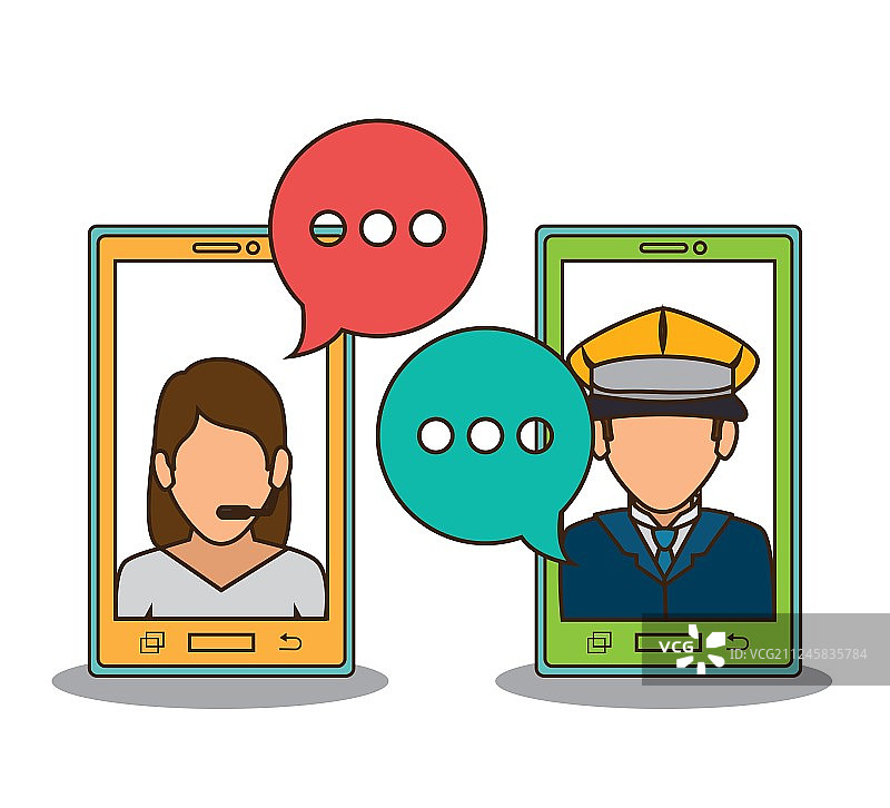 两个用智能手机聊天的女孩在出租车上图片素材