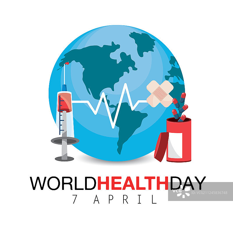 带有心跳的世界健康日注射器图片素材