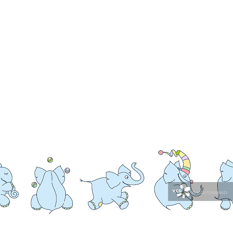 卡通小象无缝边框图片素材