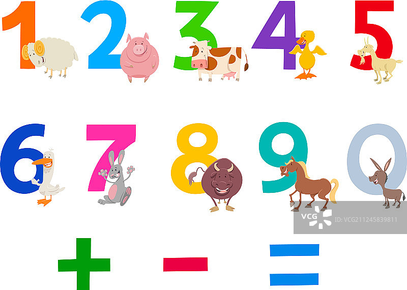 农场动物教育数字套装图片素材