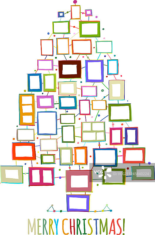 照片相框制成的圣诞树贺卡图片素材