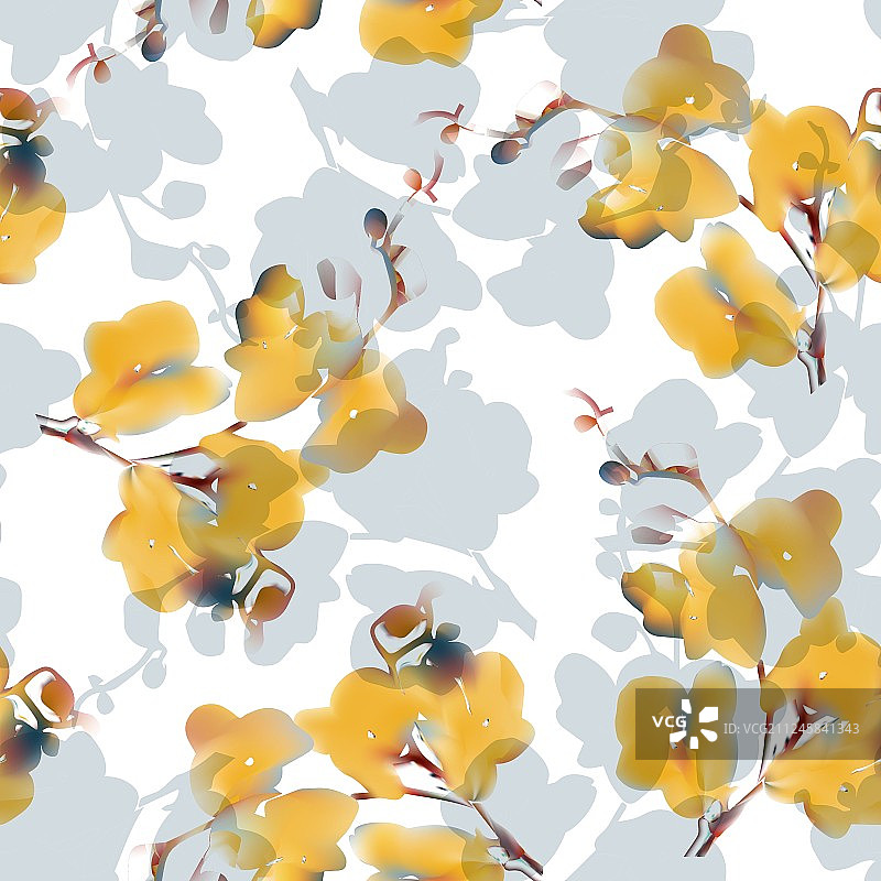 水彩风格热带兰花图案图片素材