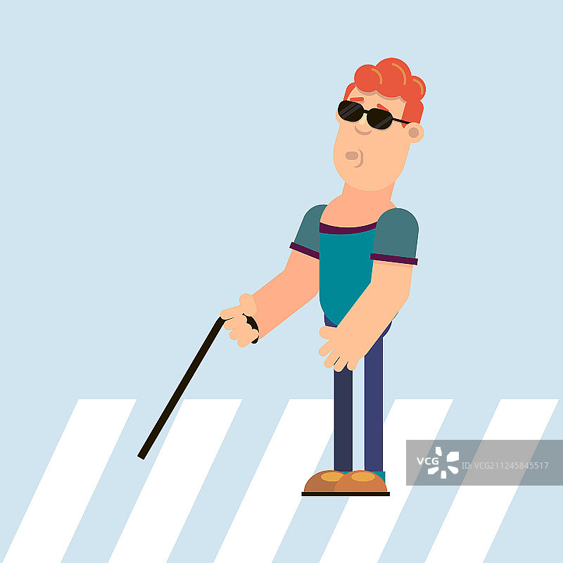 人行横道上的盲人图片素材