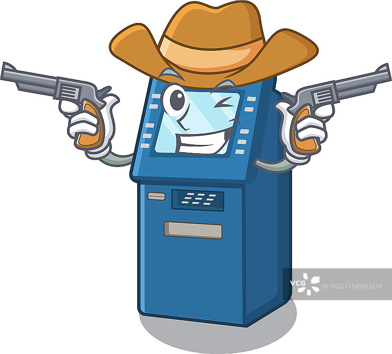 带吉祥物的牛仔ATM机图片素材