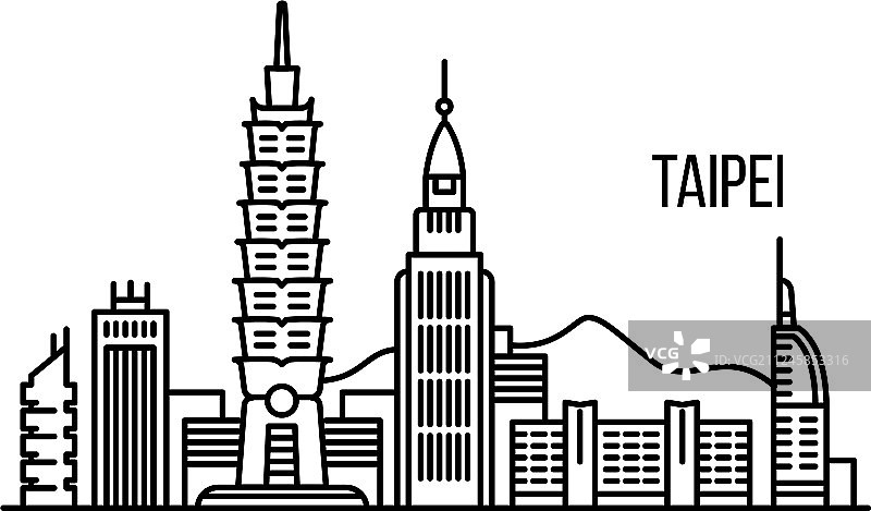 台北大都会概念背景轮廓图片素材