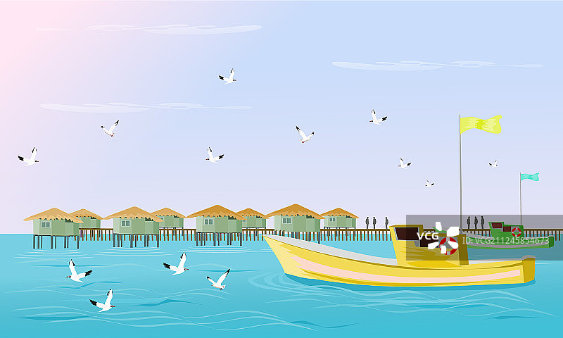 海上航行的渔船图片素材