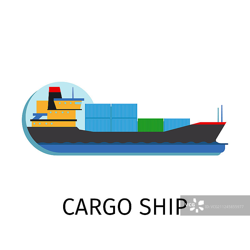 扁平风格的货船图片素材