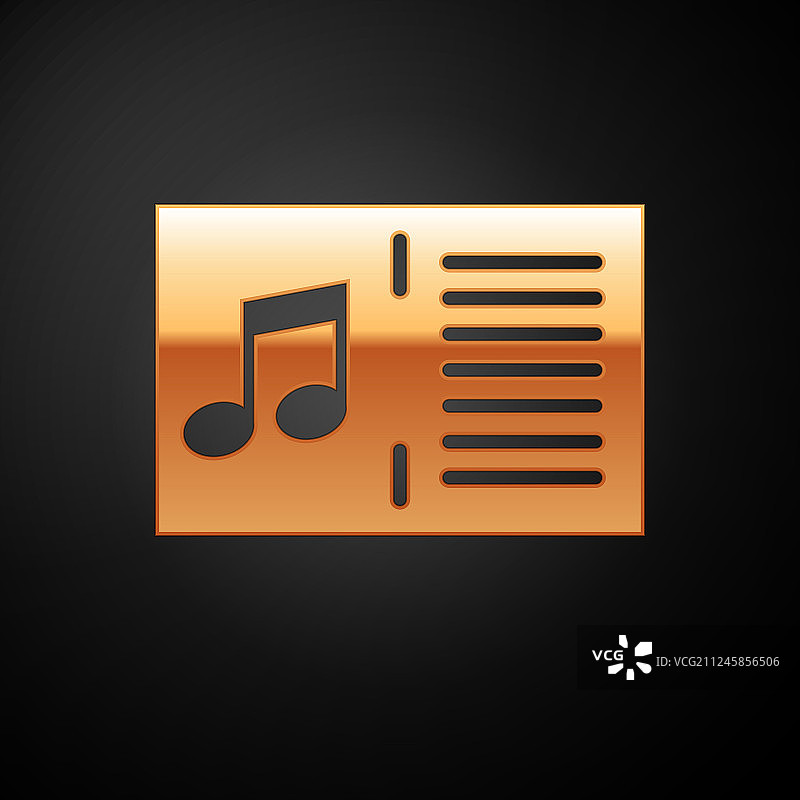 黑色背景上的金色音符音乐书图标图片素材