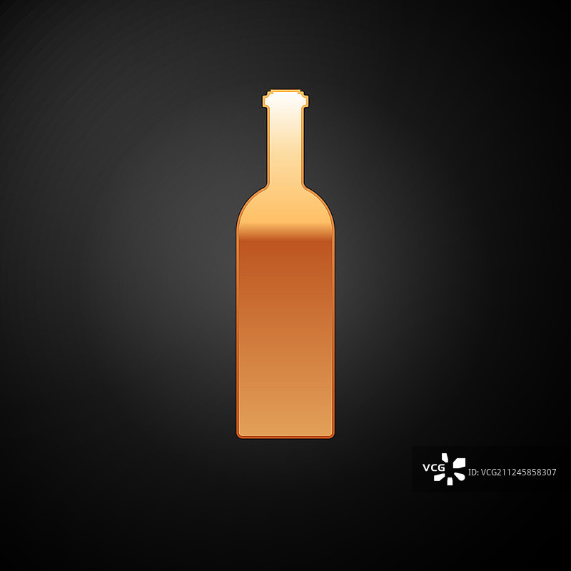 黑色背景上的金色酒瓶图标图片素材