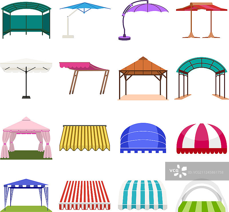 树冠图标集扁平风格图片素材