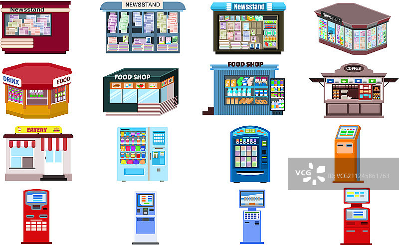 扁平风格售货亭图标图片素材