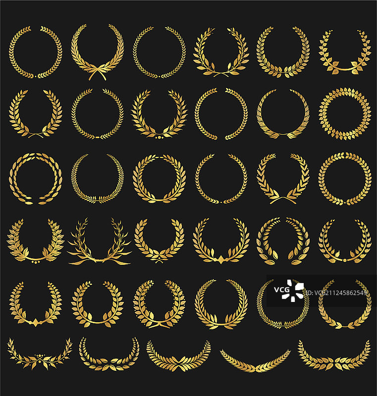 金色月桂花环合集图片素材