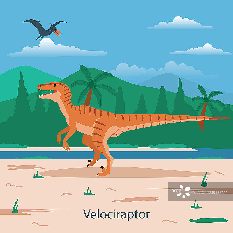 迅猛龙史前动物图片素材