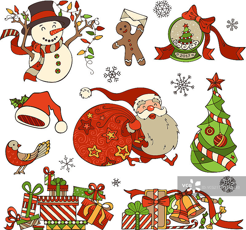 圣诞节装饰和设计组合图片素材