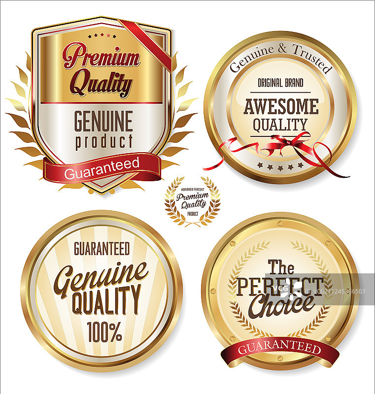 金色质量标签合集图片素材