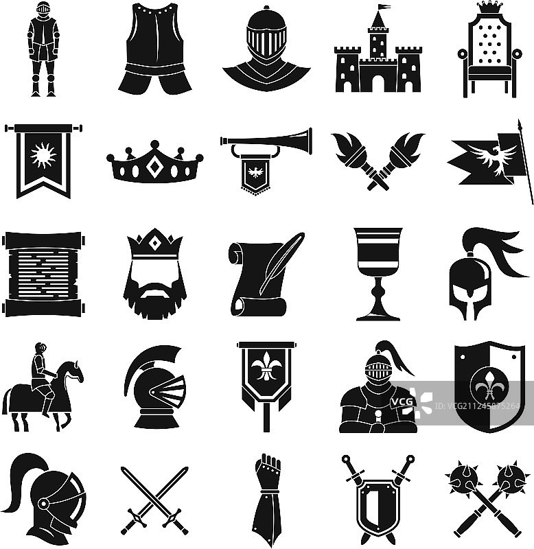 骑士图标简约风格合集图片素材