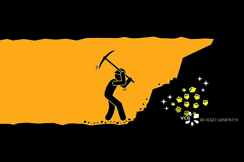 工人在矿区挖掘黄金图片素材