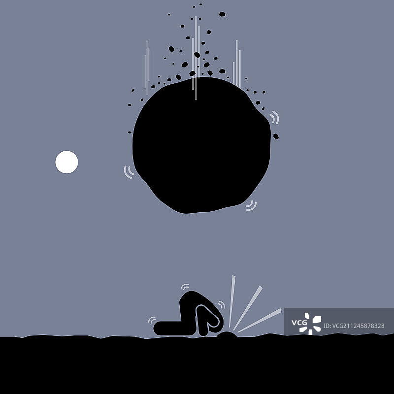 男子试图通过鸵鸟行为来逃避问题图片素材