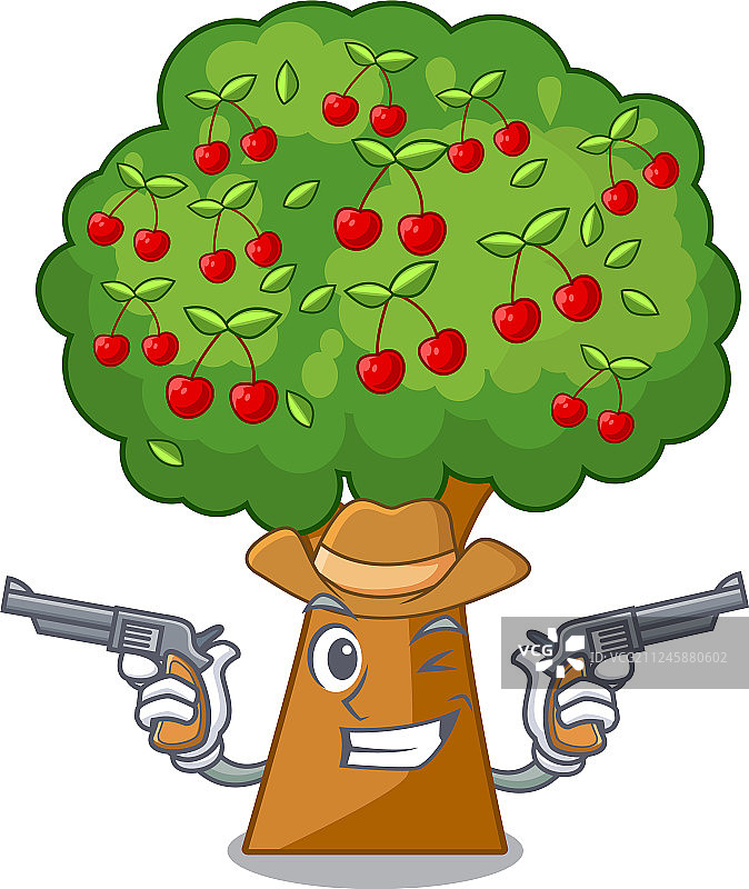 卡通造型的牛仔樱桃树图片素材