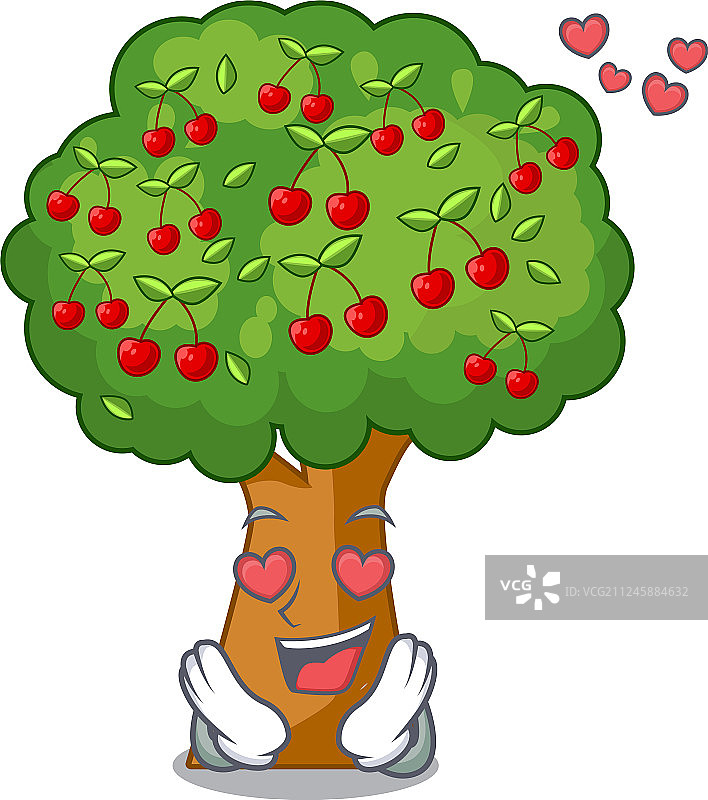 恋爱中的卡通樱桃树玩具图片素材