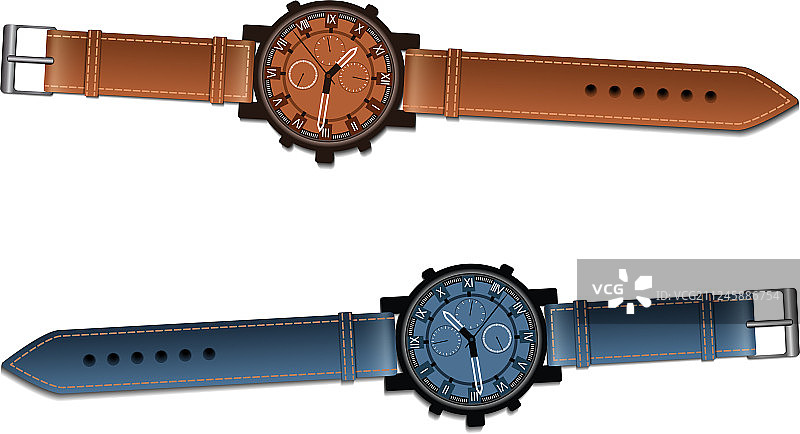 白色背景上的奢华男士手表图片素材