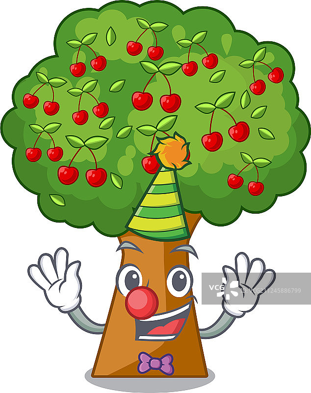 卡通房子旁的小丑樱桃树图片素材