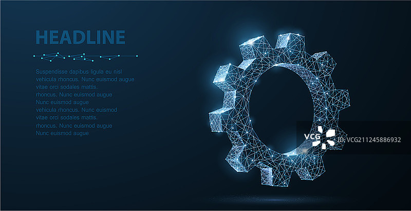 齿轮抽象线框3D图图片素材