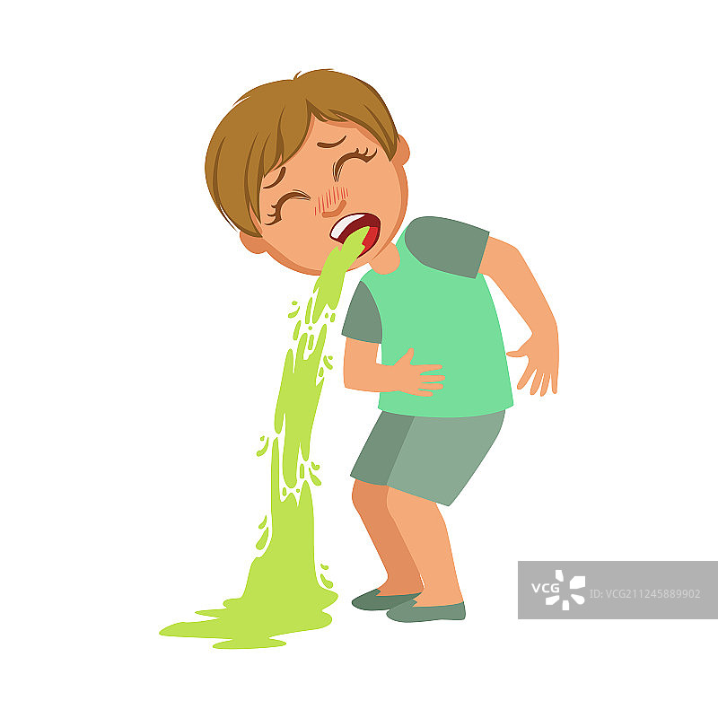 感到不适而呕吐的男孩图片素材